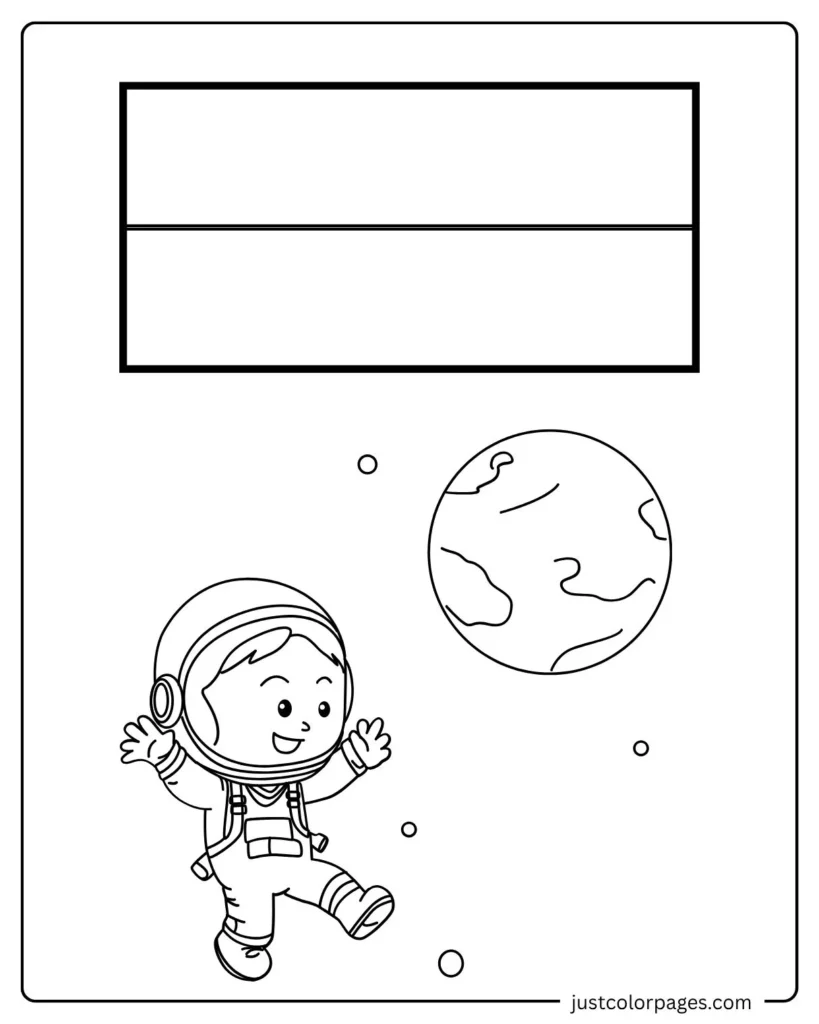 Monaco Flag coloring pages with baby astronaut
