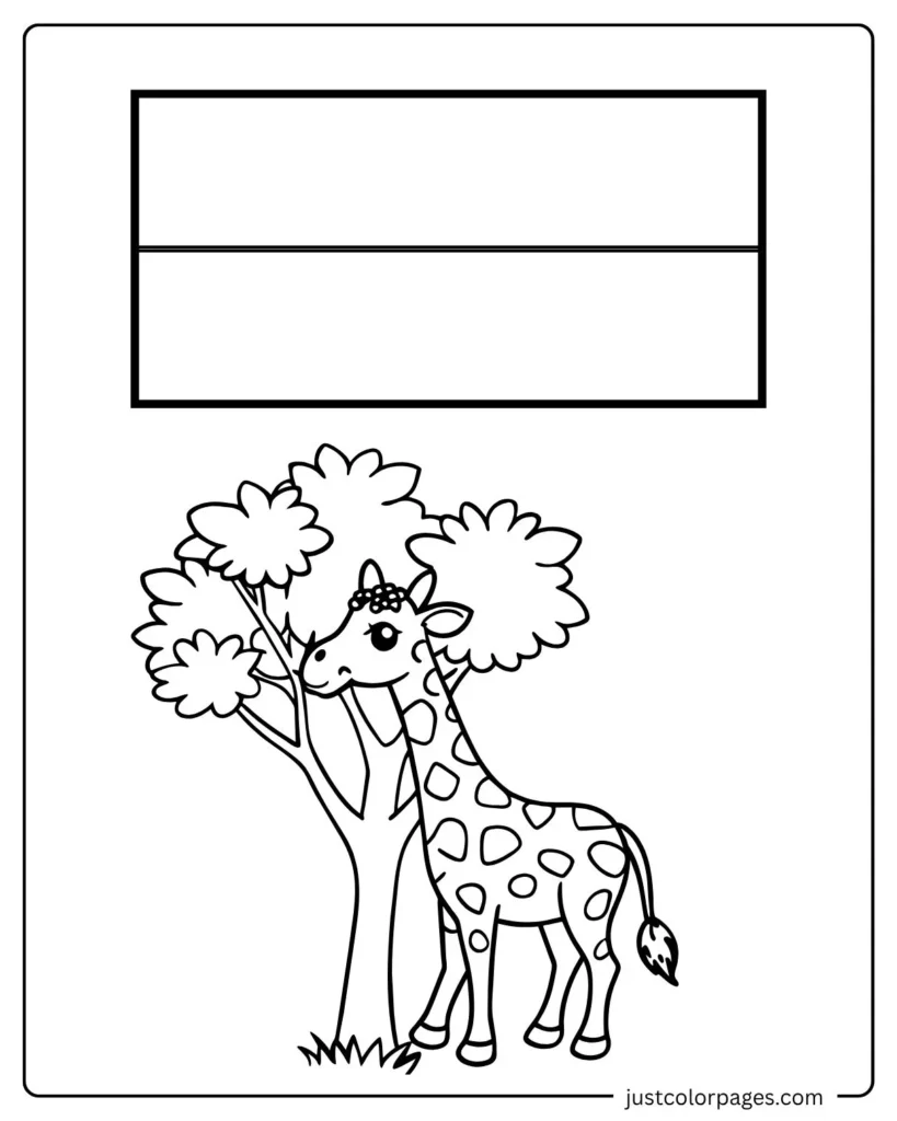 Monaco Flag Coloring Pages with Cute Giraffe