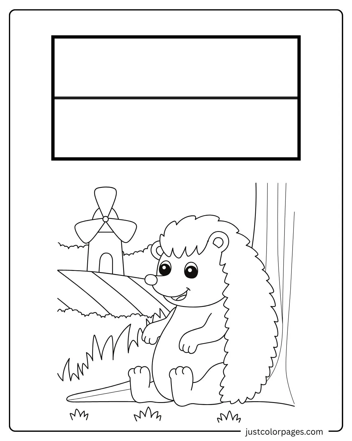 Cute baby hedgehog coloring page