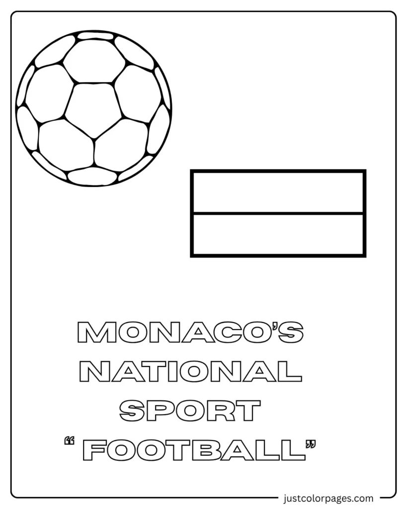 Monaco Flag Coloring pages with national Sports Football