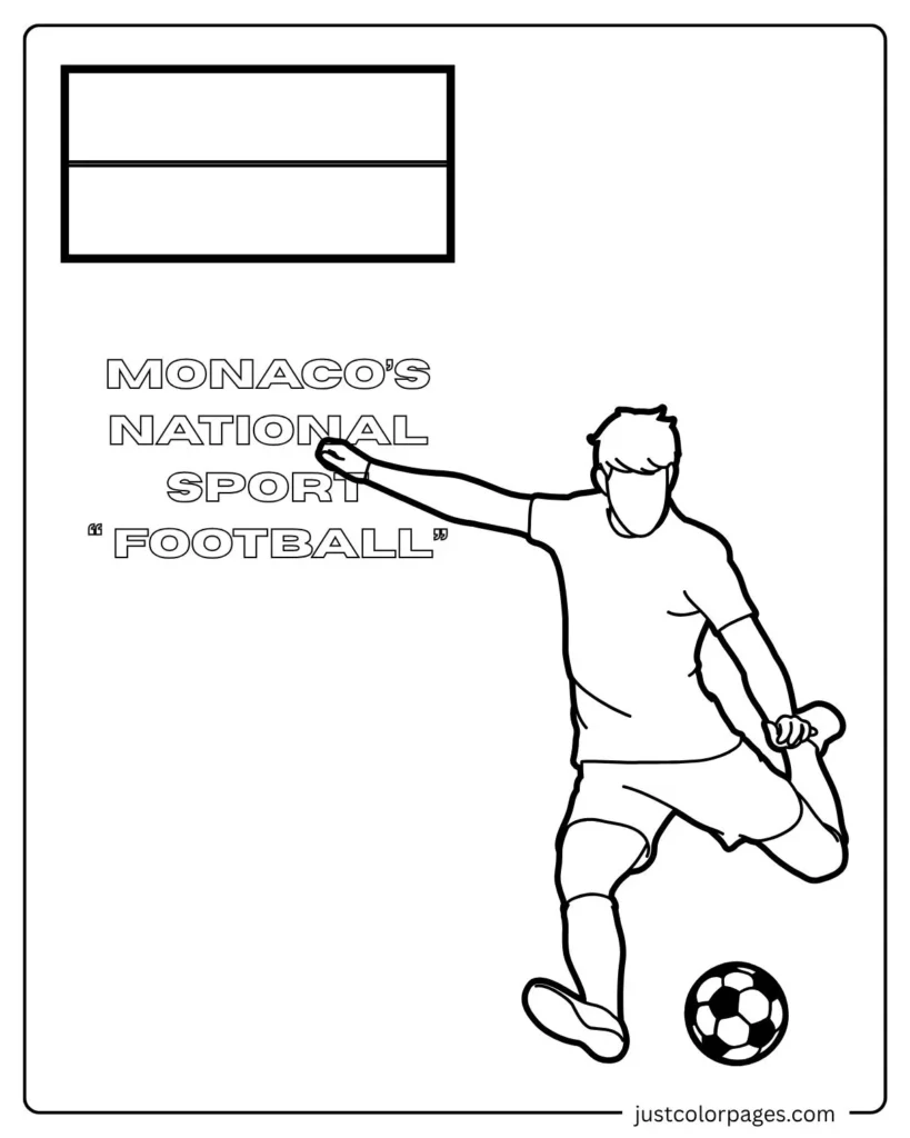 Monaco Flag Coloring pages with national Sports