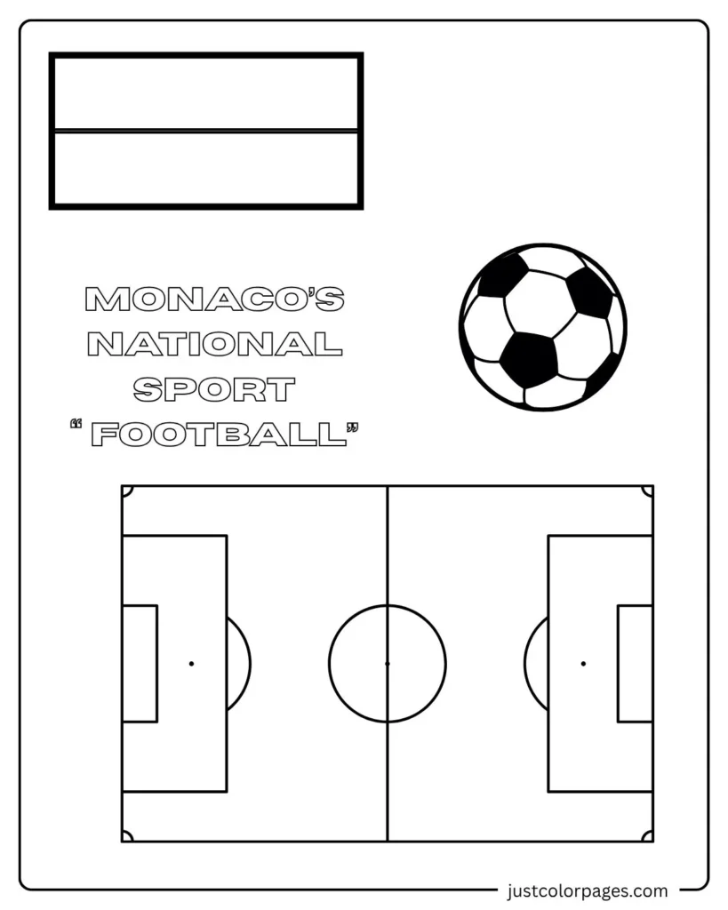 Monaco Flag Coloring pages with national Sports Football