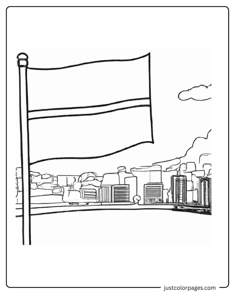 Monaco Flag Coloring page with City view
